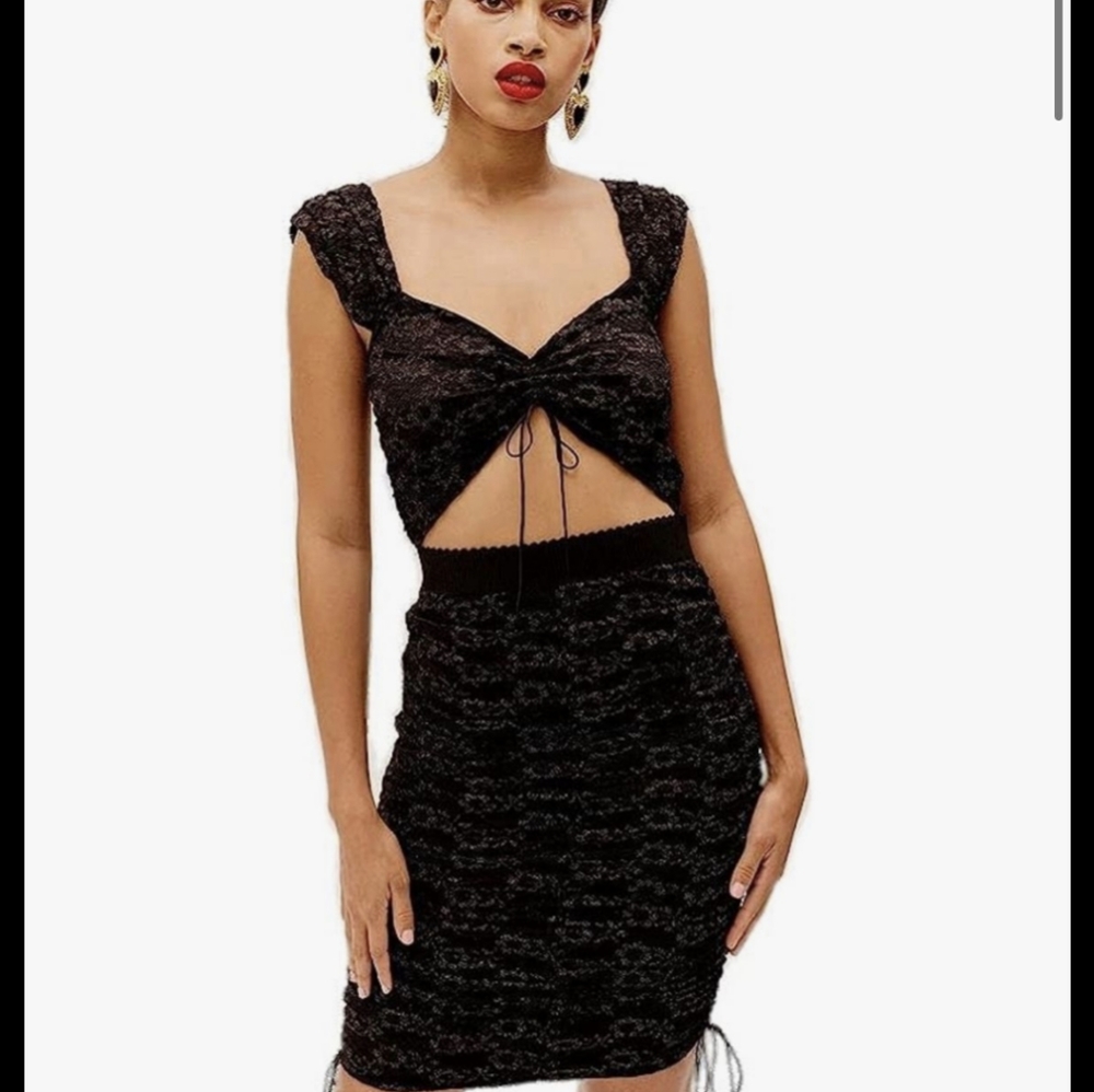 NWT For Love & Lemons Black Front Cutout Dress